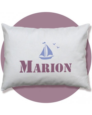 coussin personnalisé bébé, prénom, bateau