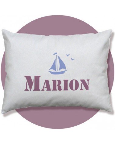 coussin personnalisé bébé, prénom, bateau