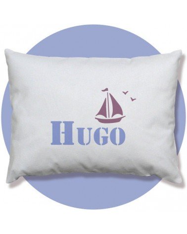 coussin personnalisé bébé, prénom, bateau