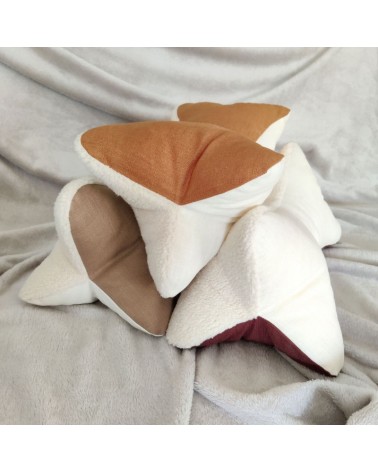 Coussin os de lecture en double gaze et sherpa, nombreux coloris