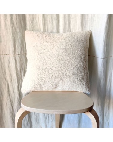 coussin fait main en fausse fourrure sherpa écrue