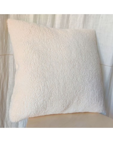 coussin fait main en fausse fourrure sherpa écrue