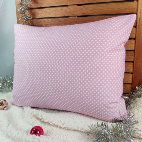 coussin biface en coton étoilé et coton à pois couleur mauve