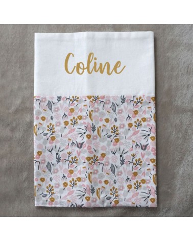 Protège carnet de santé fille coton fleuri