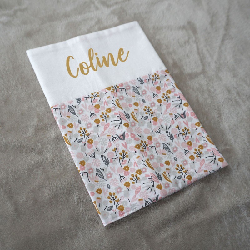 Protège carnet de santé fille coton fleuri