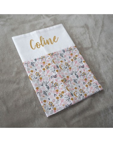 Protège carnet de santé fille coton fleuri