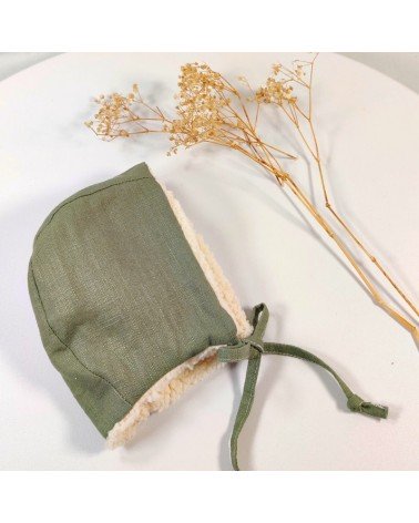 béguin réversible lin vert sauge et sherpa écrue