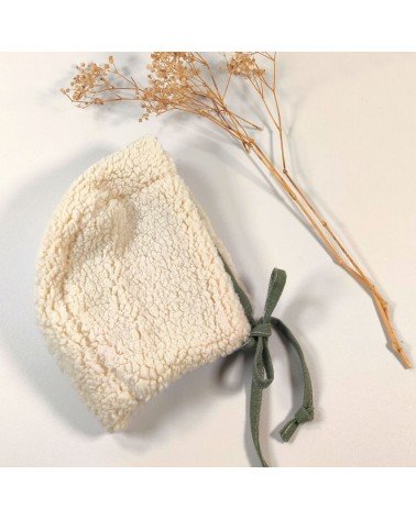 béguin réversible lin vert sauge et sherpa écrue