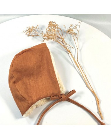 béguin réversible lin caramel et sherpa écrue