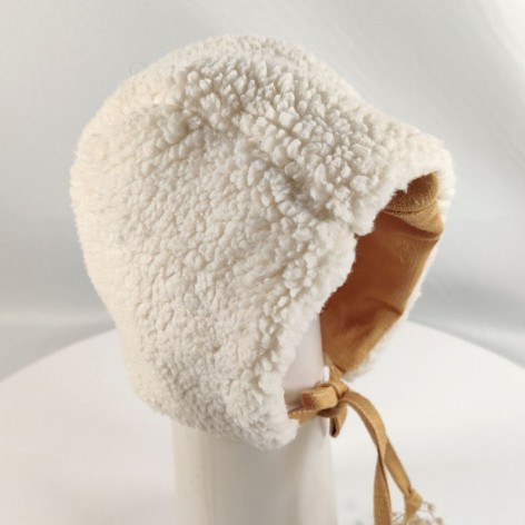 béguin réversible lin jaune moutarde et sherpa écrue