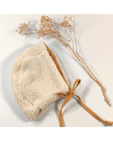 béguin réversible lin jaune moutarde et sherpa écrue