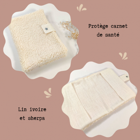 Protège carnet de santé sherpa et lin ivoire