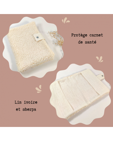 Protège carnet de santé sherpa et lin ivoire