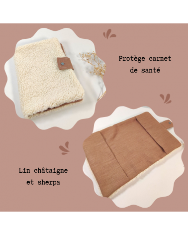 Protège carnet de santé sherpa et lin châtaigne