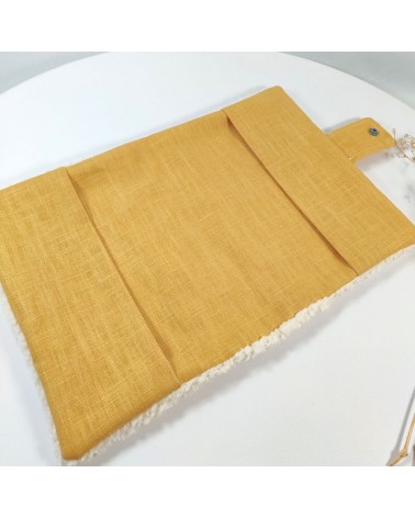 Protège carnet de santé sherpa et lin jaune moutarde