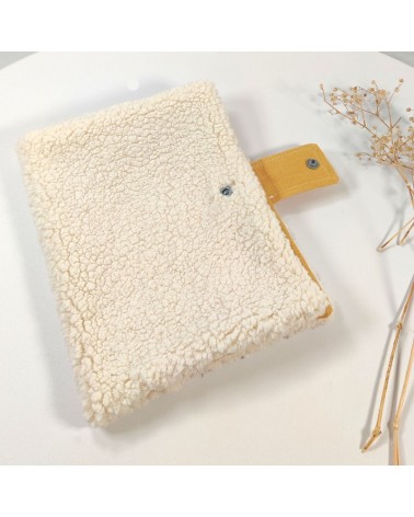 Protège carnet de santé sherpa et lin jaune moutarde