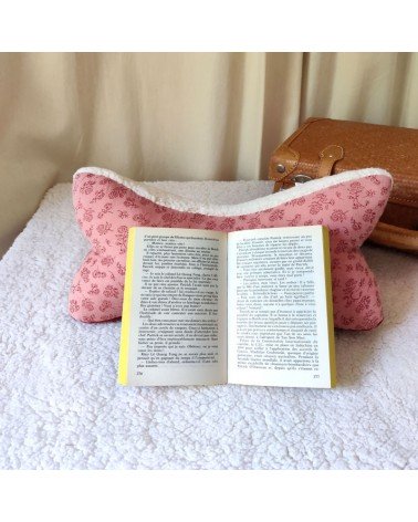 coussin os de lecture double gaze fleurs rouge