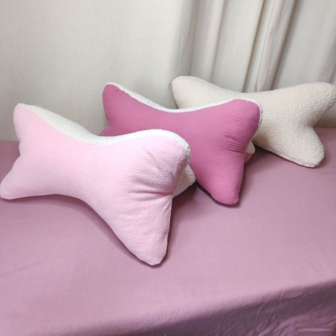 Coussin os de lecture en double gaze et sherpa, nombreux coloris