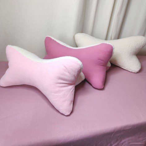 Coussin os de lecture en double gaze et sherpa, nombreux coloris