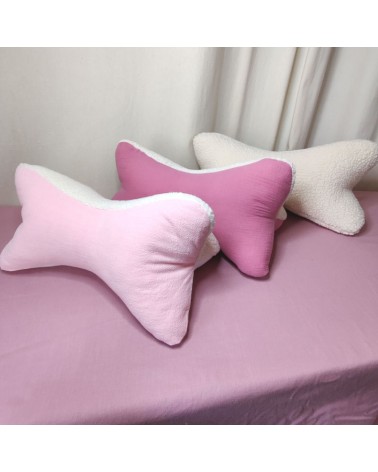 Coussin os de lecture en double gaze et sherpa, nombreux coloris