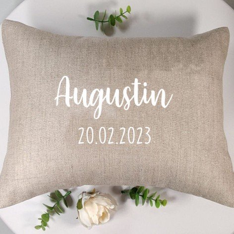 coussin de naissance personnalisé prénom et date