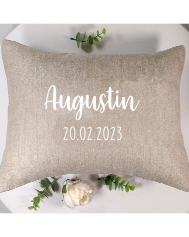 coussin de naissance personnalisé prénom et date