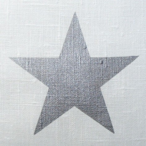 coussin lin blanc motif étoile argent