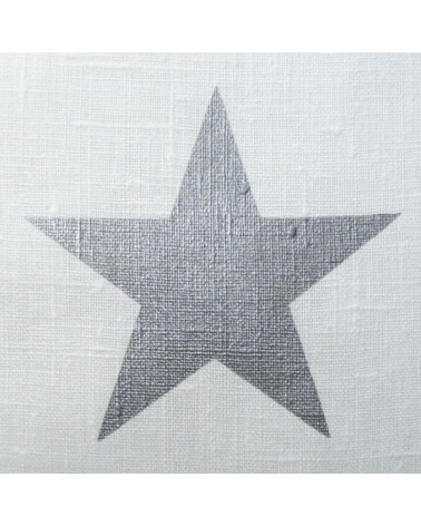 coussin lin blanc motif étoile argent