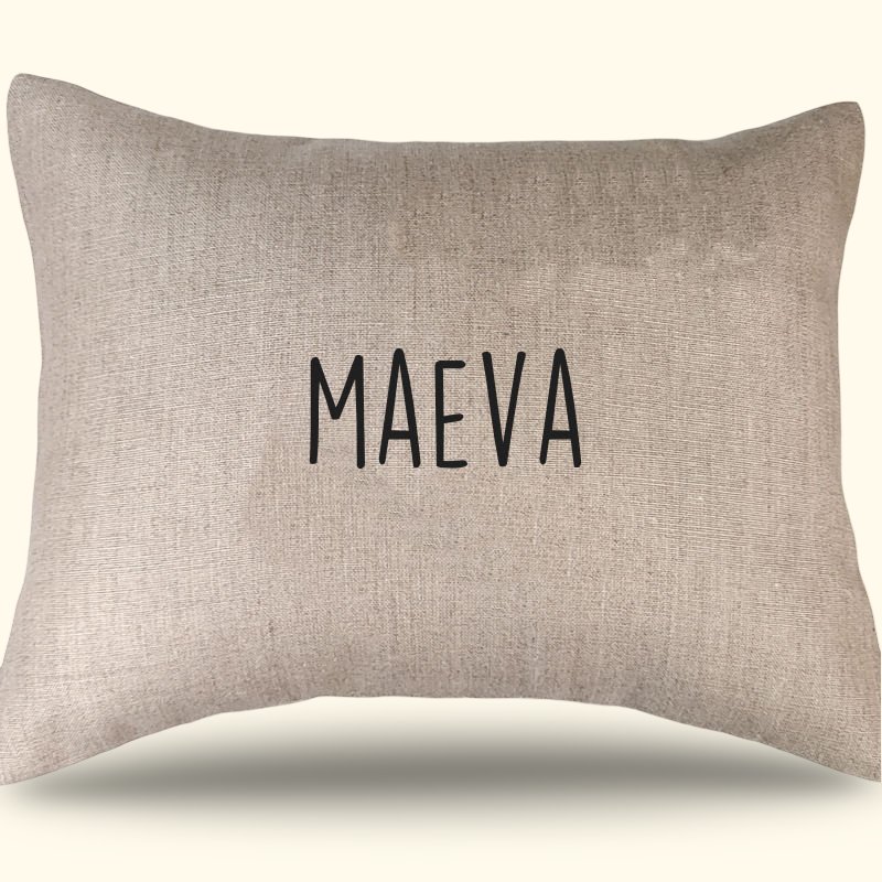 coussin personnalisé prénom en lin naturel