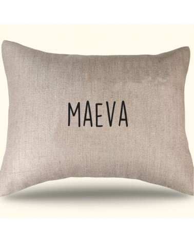 coussin personnalisé prénom en lin naturel