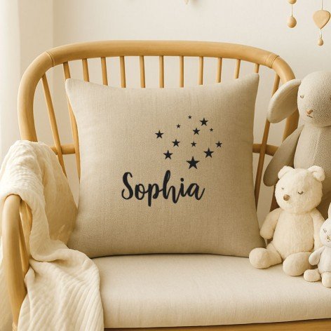 coussin enfant personnalisé prénom étoiles