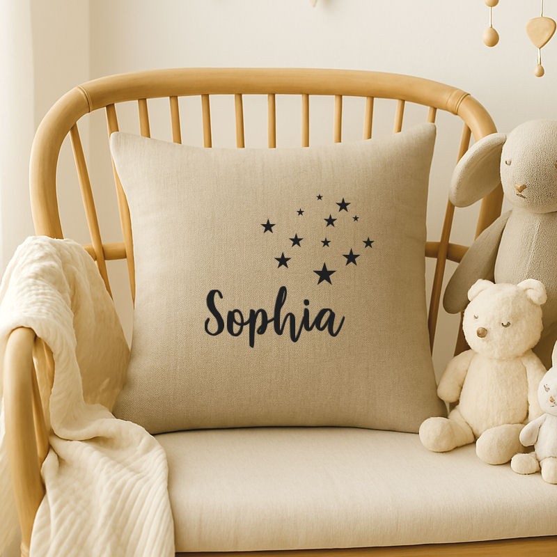 coussin enfant personnalisé prénom étoiles
