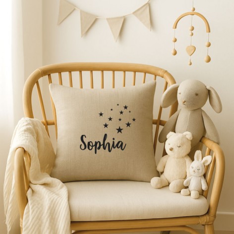 coussin enfant personnalisé prénom étoiles